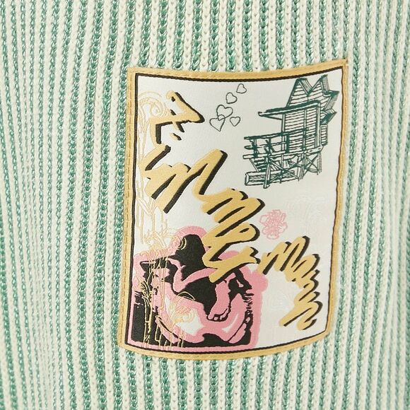 Zimmermann Green/white Acacia Stripe Knit Hooded Mini Dress L - Picture 4 of 7